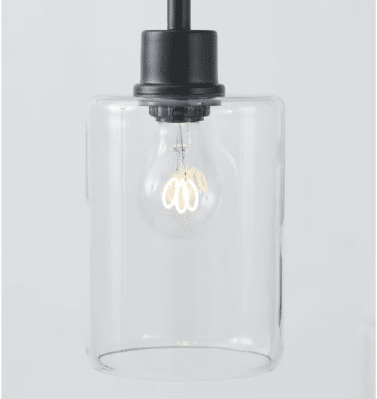 Better Homes & Gardens Lampadaire contemporain noir à 3 lumières et verre transparent – ​​63,5 po