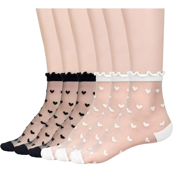 Zhengup Women's Ruffle Sheer Socks Mesh Casual Lace Socks Summer Ultra Thin Cool See Through Ankle Socks for Women