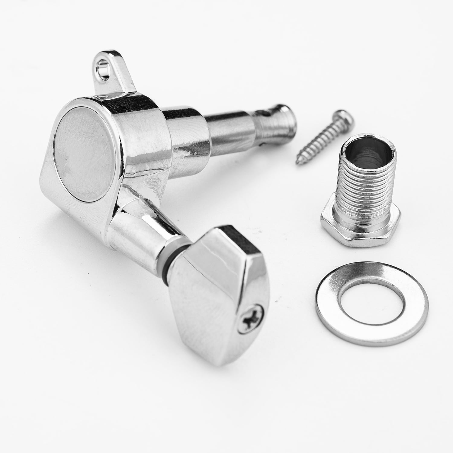 LOOKSEVEN 3 Left 3 Right Hand Sealed Guitar Tuner Pegs,Big Square Electric Guitar String Tuning Pegs Keys Machine Heads for Fender Strat Telecaster Tele/Electric Guitar-Silver
