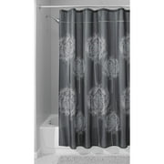iDesign Gray Floral Polyester Shower Curtain, 72" x 72"