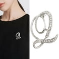 thumbnail image 3 of MKKAS Initial Letter Q Brooch Pin, Pave Crystal Alphabet Lapel Pin for Women, Silver Tone Alloy Metal Badge for Personalized Suit Jewelry XD8150-33, White, 3 of 6