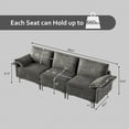 thumbnail image 3 of Resenkos Large 3-Seat Sofa Sectional with Metal Legs and 2 USB Ports for 3-4 people-Silver, Sectional Sofa Couch Living Room Sleeper Set, 3 of 4