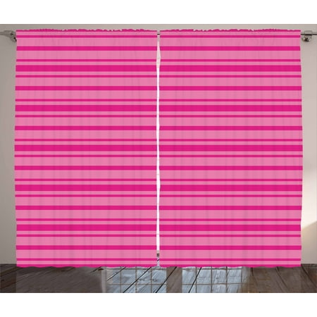 Pink Stripe Curtain Hot Pink Curtains 2 Panels Set, Horizontal Bold and Thin Stripes in Pink Tones Geometrical Classic Composition, Window Drapes for Living Room Bedroom, 108W X 108L Inches, Pink Hot Pink, by Ambesonne ()