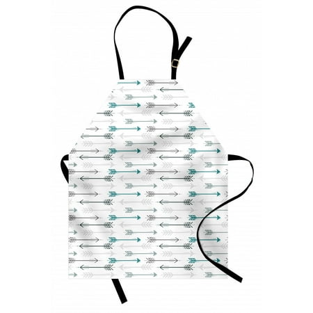

Teal Apron Retro Arrow Pattern In Horizontal Line Heading To Opposite Directions Art Print Unisex Kitchen Bib Apron with Adjustable Neck for Cooking Baking Gardening Grey Teal White by Ambesonne
