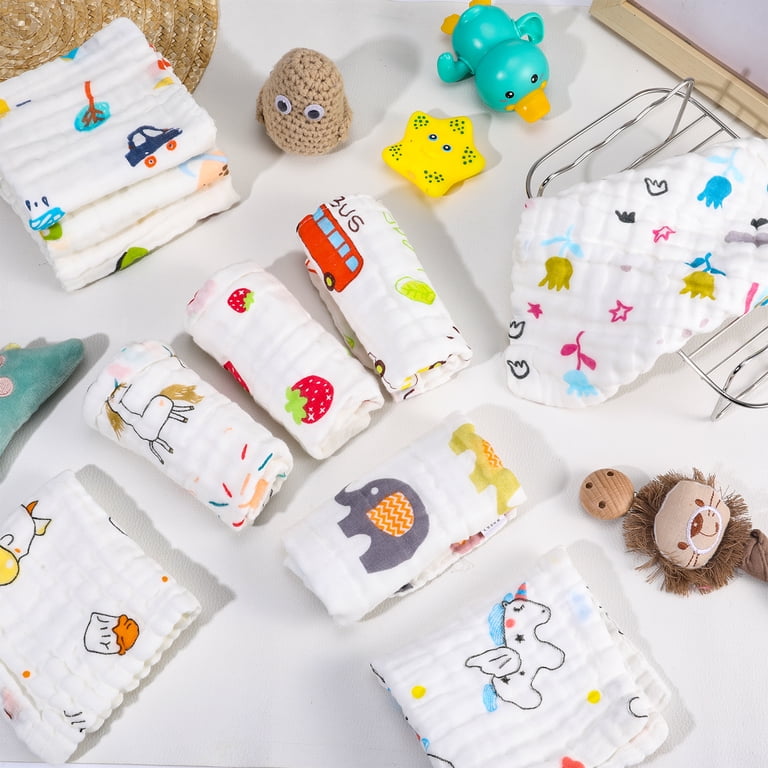 Cotton Muslin Burp Cloths Set of 10 photo 2