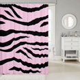 thumbnail image 2 of Manfei Minimalist Tiger Print Shower Curtain 72Wx72L, Cartoon Abstract Bathroom Curtain, Black Pink, 2 of 5