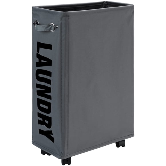 Cesto de ropa DOKEHOM Slim 63,5 cm con ruedas 52 L, gris oscuro