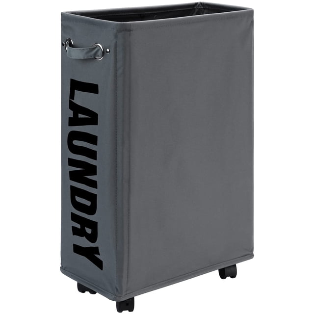 Cesto de ropa DOKEHOM Slim 63,5 cm con ruedas 52 L, gris oscuro