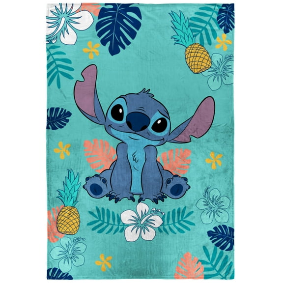 Lilo and Stitch Kids Twin/Full Blanket, 62 x 90, Microfiber, Blue, Disney