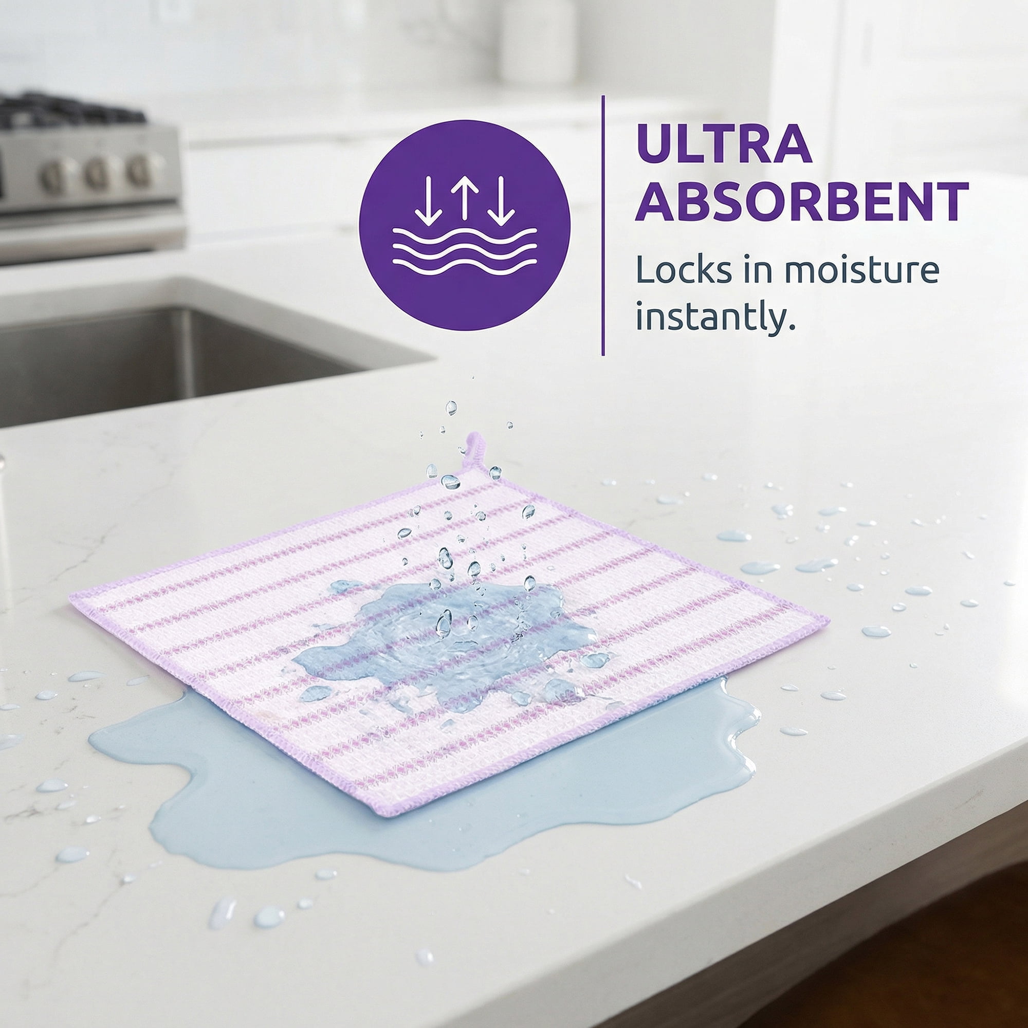 Unique Bargains Wood Fiber Absorbent Cleaning Cloths 6 Pack Purple/Blue 12" x 12"
