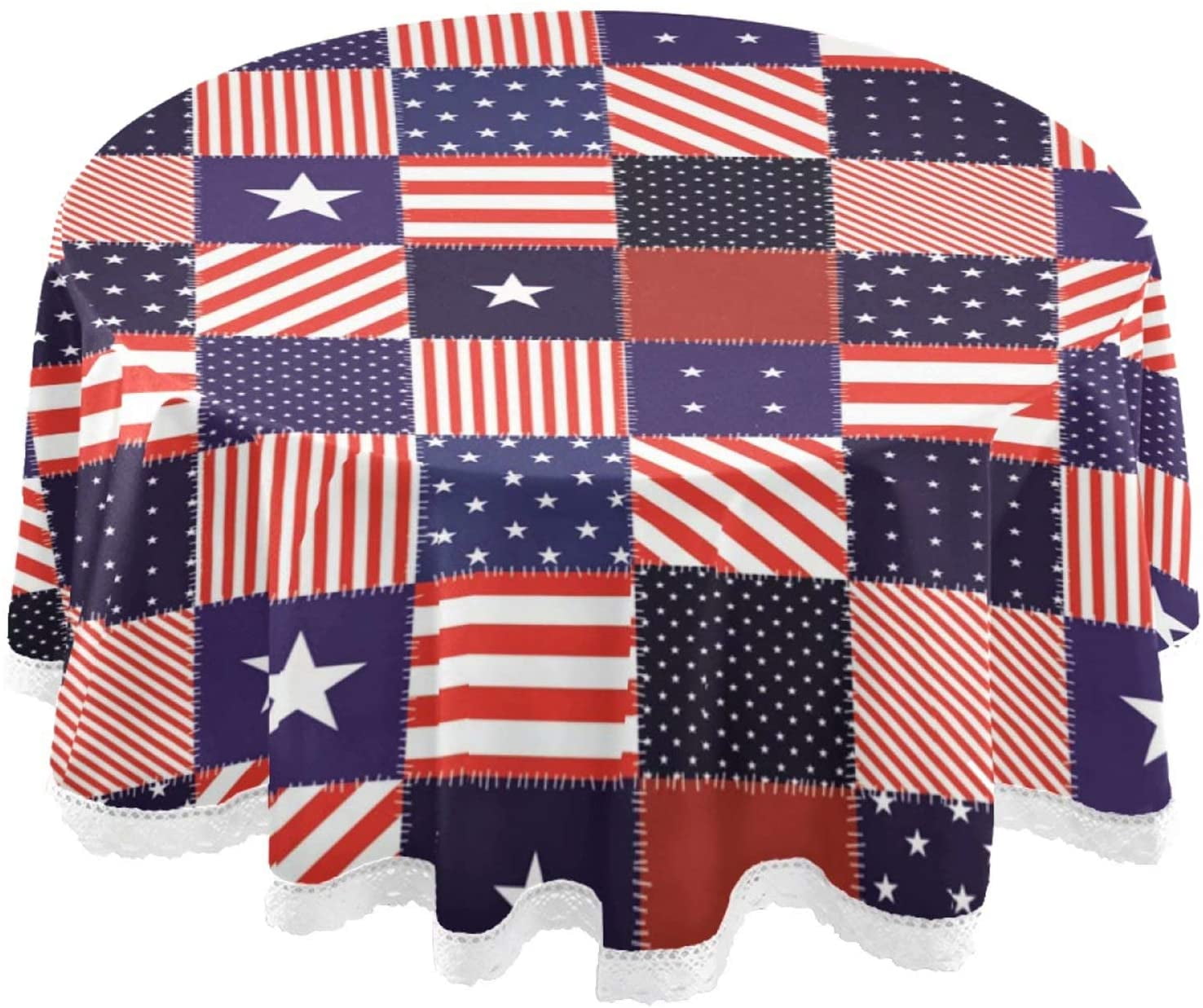 Summer BBQ and Outdoor Picnics -14x108 Red White and Blue Star Check DII Cotton Table Runner for Independence Day July 4th Party