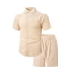 thumbnail image 4 of Ceisia Men's Solid Color Short Sleeve Button-Down Shirt & Shorts Set Casual Summer Outfit Khaki XXXL Gifts, 4 of 8