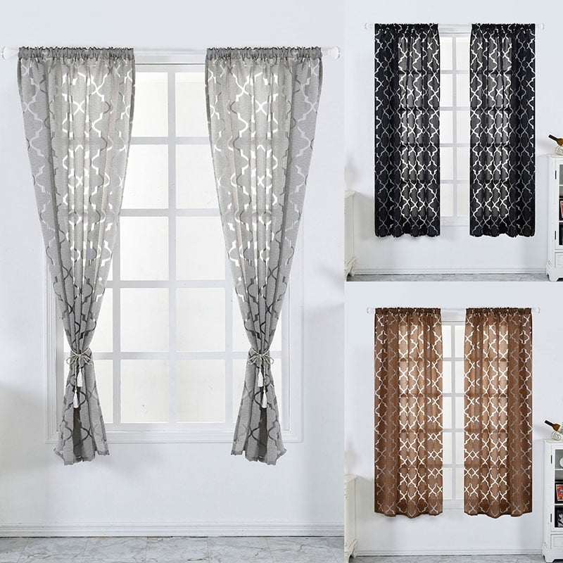 Luxury Voile Net Curtains Marble Pattern Tulle Curtain Sheer Panel Window Decor 
