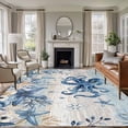 thumbnail image 2 of Ocean Octopus Large Area Rugs 6x9 ft Blue Yellow Sea Star Shell Coral Blue Yellow Stripes Washable Rug Non Slip Indoor Carpet Absorbent Floor Mat for Living Room Bedroom Dining Room, 2 of 9