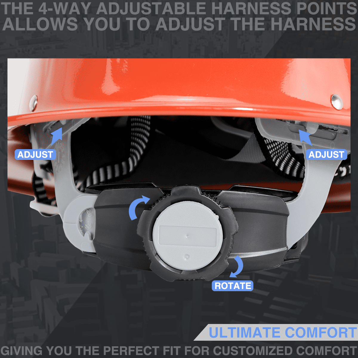 Aluminum Safety Hard Hats Helmet with Ratchet Suspensions Silver Safety Cap One Size Helmet Fits Most(Orange)
