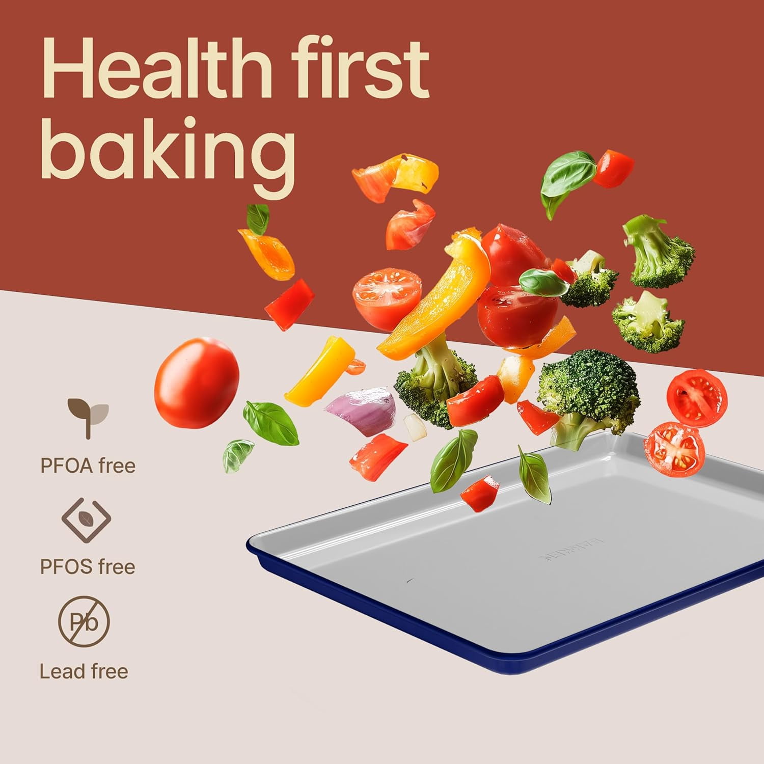 8-Piece Stackable Bakeware Set - Aluminized Steel with Ceramic Non-Stick Coating, Healthy Baking, Ergonomic Handles, Cooling Rack, Non-Toxic, Oven-Safe, Durable Quality
