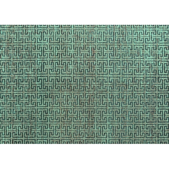 Ahgly Company Machine Washable Indoor Rectangle Abstract Turquoise Blue Modern Area Rugs, 2' x 5'