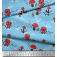 thumbnail image 3 of Soimoi Blue Rayon Fabric Rabbit & Mushroom Clip Art Fabric Prints By Yard 56 Inch Wide, 3 of 3