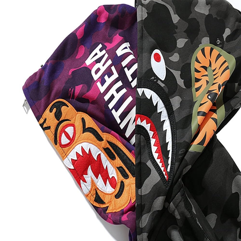 QJUHUNG BAPE Shark Cotton Hoodie Street Camouflage Double Hooded