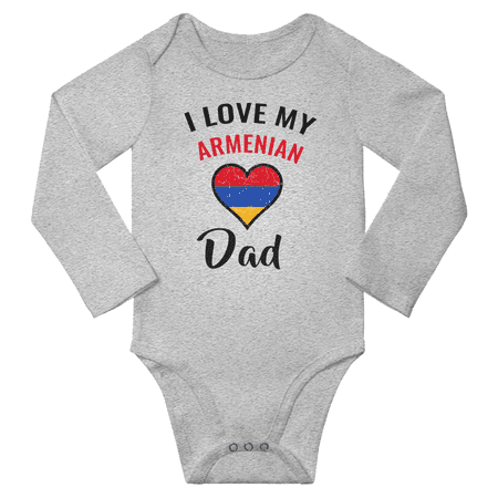 

I Love My Armenian Dad Baby Long Slevve Bodysuits (Gray 3-6 Months)