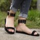 thumbnail image 1 of Sandalias de mujer con hebilla de cinturón en el tobillo de gamuza de una línea con punta abierta y plana informal para mujer Wmkox8yii  nm812, 1 of 7
