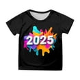 thumbnail image 1 of SXcggal One 2025 Nouvel An Imprimé T-Shirt à Manches Courtes Col Rond Confortable Décontracté Mignon Respirant Confortable pour Filles, 1 of 4