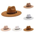 thumbnail image 3 of DuoJiaJ Unisex Wide Brim Fedora, Felt Flat Jazz Hat with Ethnic Design Unisex White One Size, 3 of 5