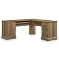 thumbnail image 7 of BELLEZE Modern Corner L-Shaped Home Office Computer Laptop Desk or Writing Study Workstation with Keyboard Tray, Two Drawers and Cabinet - Barlow (Rustic Oak), 7 of 7