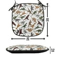 thumbnail image 4 of Jurassic Chair Seating Cushion Set of 2, Pattern Dinosaurs Enormous Museum History Cartoony Illustration, Seat Pads for Office with Anti-slip Backing, 16"x16", Dark Orange Burgundy, by Ambesonne, 4 of 6