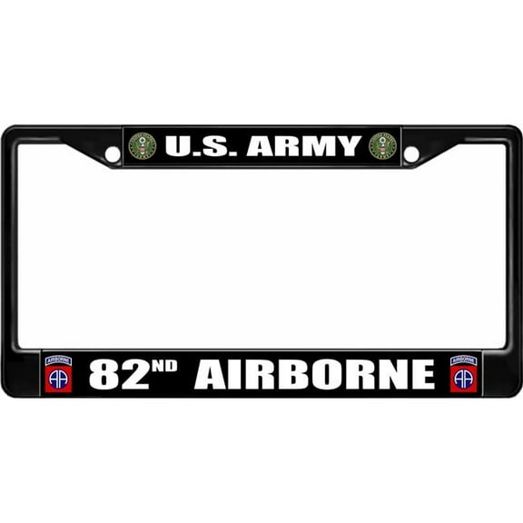 U.S. Army 82nd Airborne Black License Plate Frame