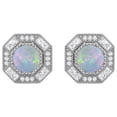 thumbnail image 2 of Mooneye 6mm Round Ethiopian Opal Hexagon Minimal Women Birthday Stud Earrings 925 Sterling Silver, 2 of 4