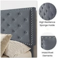 thumbnail image 4 of SHA CERLIN King Size Velvet Upholstered Bed Frame with Adjustable Diamond Button Tufted Headboard, Rivet Ornament, Grey, 4 of 8