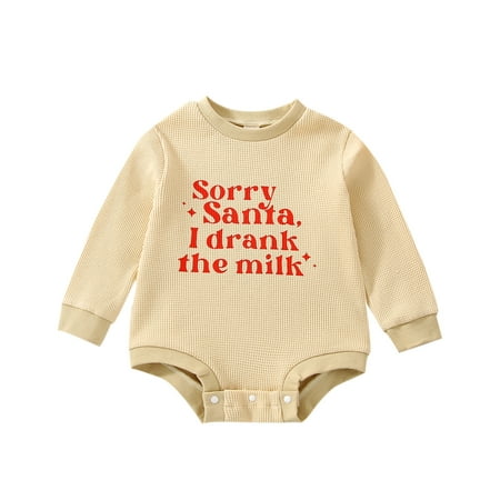 

sdghg Infant Baby Spring Autumn Jumpsuit Cartoon Letter Print Waffle Long Sleeve Round Neck Romper