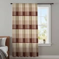 thumbnail image 4 of Brown Plaid Sheer Curtains 45 Inches Long, Modern Abstract Ombre Gingham Checkered Light Filering Curtains, Breathable Simi Curtain Privacy Drapes for Kitchen Bathroom Small Window Treatment, 4 of 9