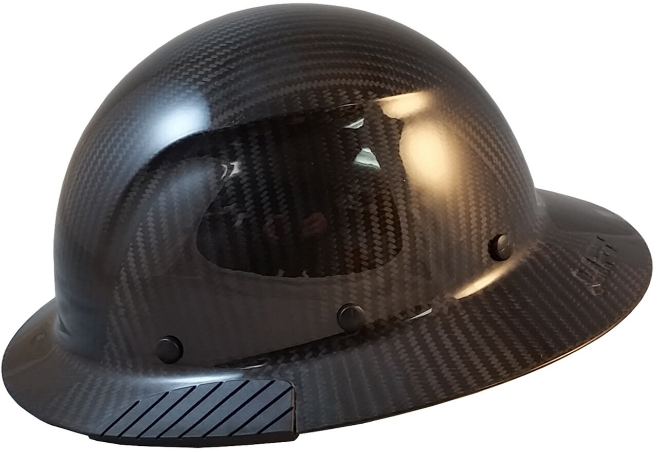 DAX Actual Carbon Fiber Material Hard Hat with Tote Bag - Full Brim Glossy Black