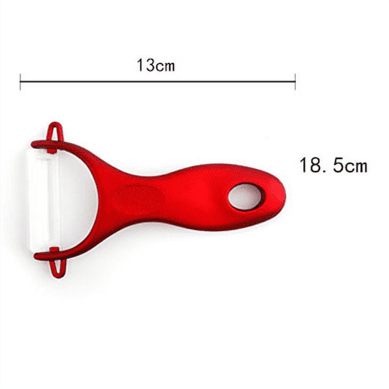 6 pcs Professional Ceramic Kitchen Knife Set with Peeler and Holder (6" Chef's/5" Utility/4" Fruit/3" Paring) - Ceramic Kitchen Cutlery/ Ceramic Knife Set (Red)
