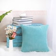 thumbnail image 4 of PiccoCasa 1 Piece Velvet Corn Striped Cushion Cover, 20" x 20", Cyan, 4 of 8