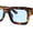 Tortoise - Blue, variant on Womens Mod Narrow Rectangle Thick Plastic Horn Rim Sunglasses Matte Black - Light Brown