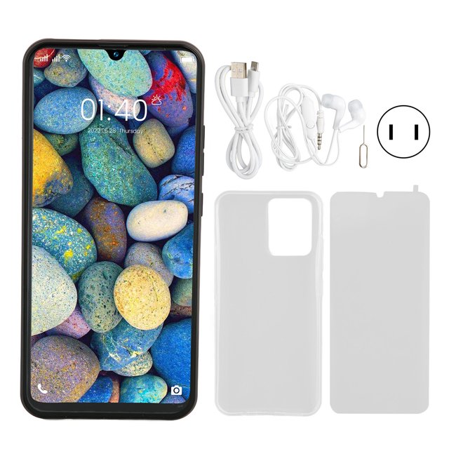 Teléfono inteligente 5G de 6,4 pulgadas, 4 GB y 64 GB, cámaras HD de 5 MP y 13 MP, 6000 mAh, MT6582 para teléfono Android 11, para uso diario, negro, 100-240 V, enchufe estadounidense