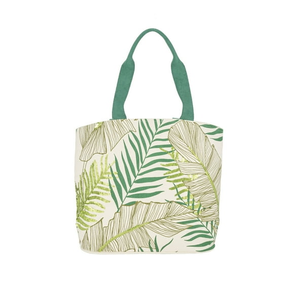Mina Victory Palm Leaf 22" x 15" x 6" Beach Bag with Matching Clutch Green