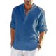 thumbnail image 3 of Men's Long Sleeved Linen Shirt, Cotton And Linen Casual Shirt, S-5xl Top, 3 of 4