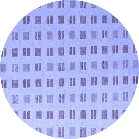 Ahgly Company Machine Washable Indoor Round Solid Blue Modern Area Rugs, 3' Round