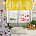 thumbnail image 5 of Baroque Yellow Curtain Valances for Windows, Kitchen Valance Window Treatments Panel 2 Pack, Vintage Damask Classic Floral Rod Pocket Short Curtains for Bathroom Bedroom 42 x 18 Inch, 5 of 8