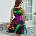 thumbnail image 6 of Neo Pop Art Blacklight Glow in The Dark Women's Tank Dress V Neck Sleeveless Summer Sundress, 6 of 7