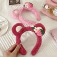 thumbnail image 2 of Strawberry Bear Plush Headband for Women Sweet Fashion Girls Face Wash HairBand, 2 of 9