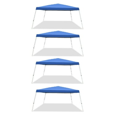 Caravan Canopy Pop-Up Tent V 12 x 12 ft Slanted Leg Instant Shade, Blue (4 Pack)