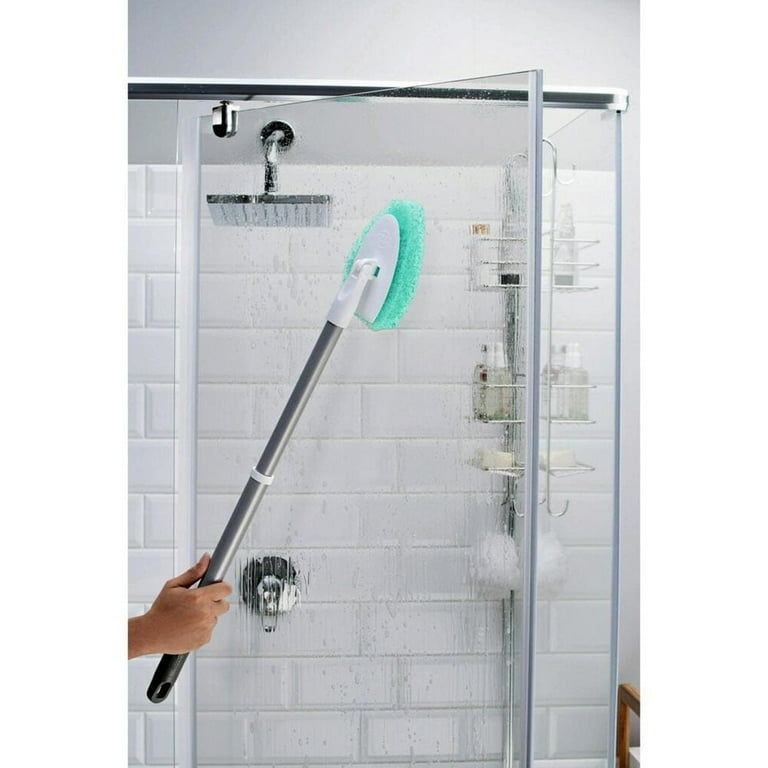 Source Shower Scrubber for Cleaning with Long Handle Tub and Tile Scrub  Brush with Scouring Pads for Bathtub Bathroom on m.