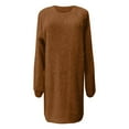 thumbnail image 5 of Clearance!MSJUHEG Sweater Dress for Women Wrap Dress Trendy Womens Sweater Dress O Neck Sleeve Solid Knitted Sweater Dresses Linen Dress Casual Dresses for Women Brown 2XL, 5 of 6