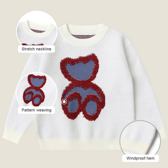 KYAIGUO Kids Girls Boys Knitted Sweater Long Sleeve Sweatshirt Warm Crewneck Tops Autumn Sleeve Knit Block Crewneck Cute Warm 3-6Y