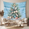 thumbnail image 2 of Blue Coastal Christmas Tapestry for Bedroom Wall Hanging Tapestry, Nautical Summer Beach Shell Conch Ceiling Backdrop Tapestries Poster Blanket Wall Decor for Teens Room Living Room Dorm 51" x 59", 2 of 8